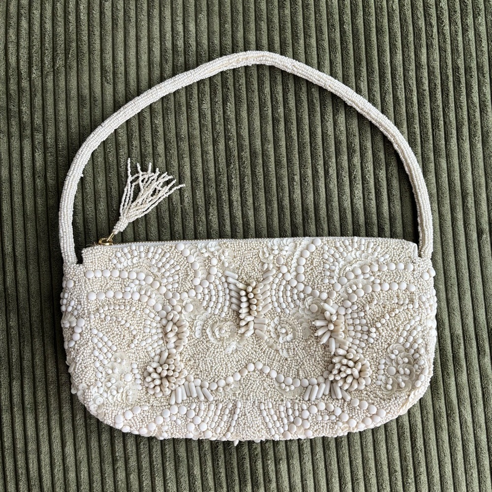 New without Tags - White Beaded Purse